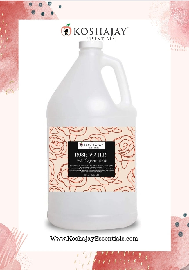 Floral Rose Water Bulk 128 oz 1 Gallon -  Distilled Floral Water Vegan Non GMO Hair, Body, Locs, Protective Styles,Facial Toner Wholesale